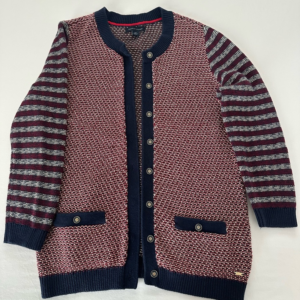 Tommy Hilfiger Women's Cardigan - Red and Navy